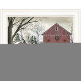 Christmas Barn 1 White Framed Print Wall Art