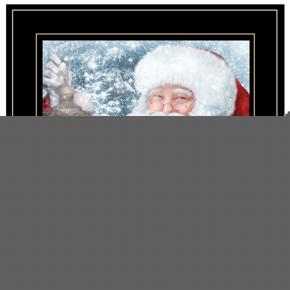 Santa with Lantern 2 Black Framed Print Wall Art