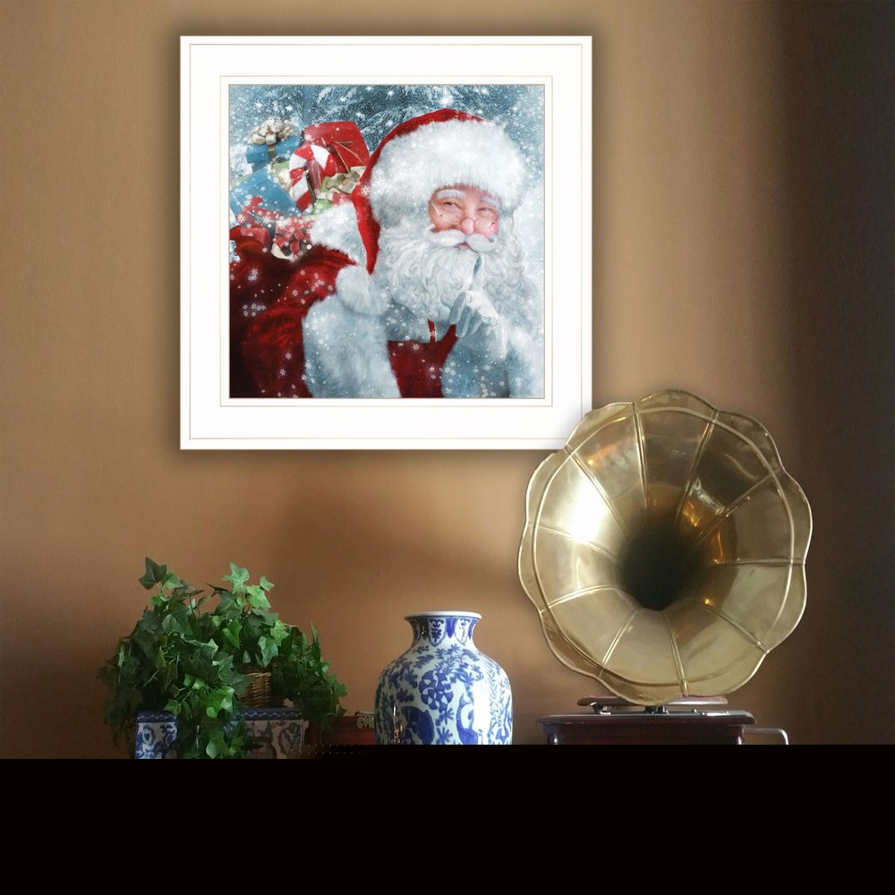 Santa with Presents 1 White Framed Print Wall Art