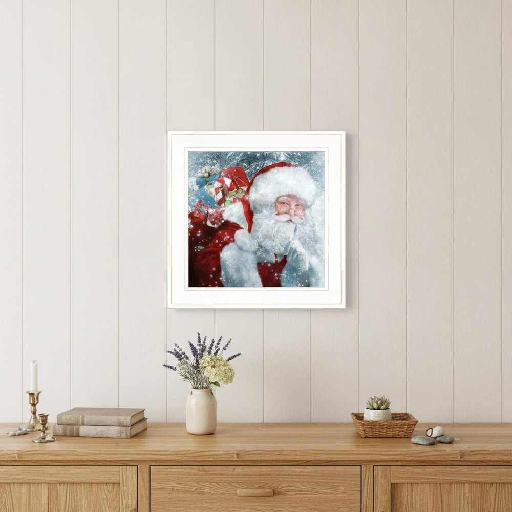 Santa with Presents 1 White Framed Print Wall Art