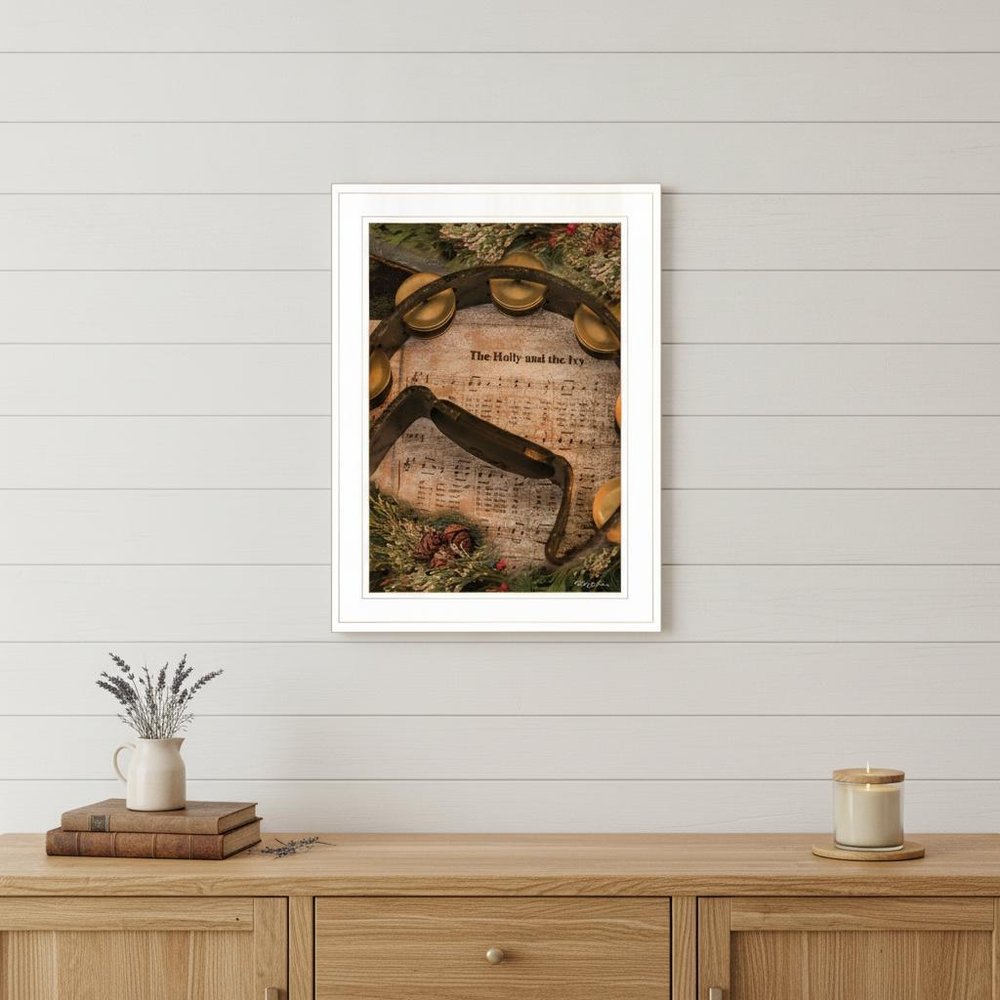 Holly and Ivy 1 White Framed Print Wall Art