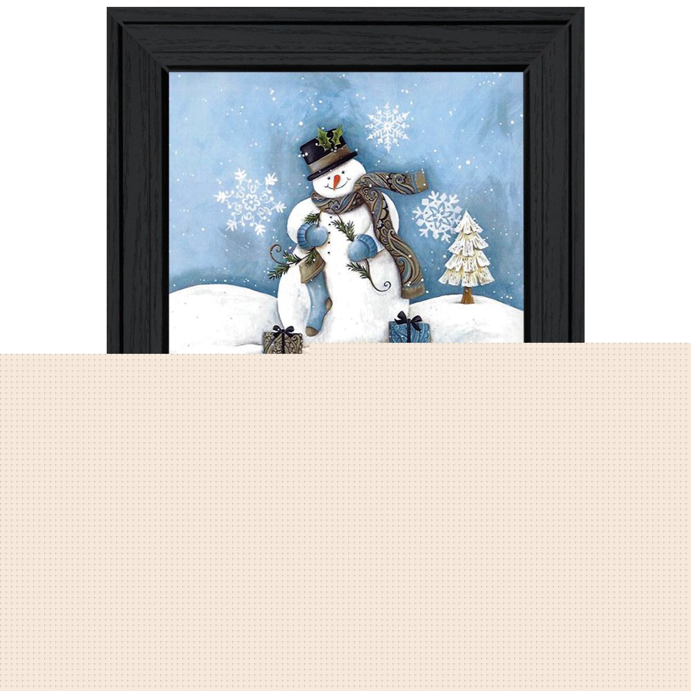Trendy Snowman 2 Black Framed Print Wall Art
