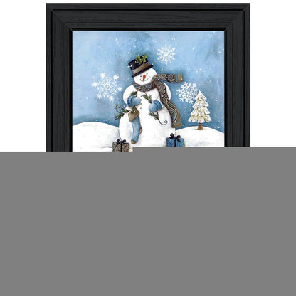 Trendy Snowman 2 Black Framed Print Wall Art