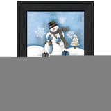 Trendy Snowman 2 Black Framed Print Wall Art