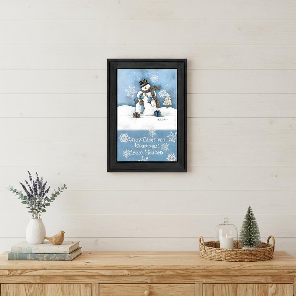 Trendy Snowman 2 Black Framed Print Wall Art