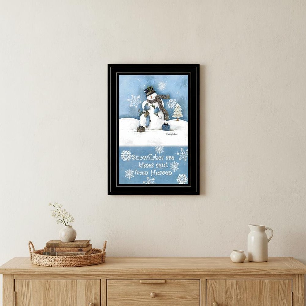 Trendy Snowman 3 Black Framed Print Wall Art