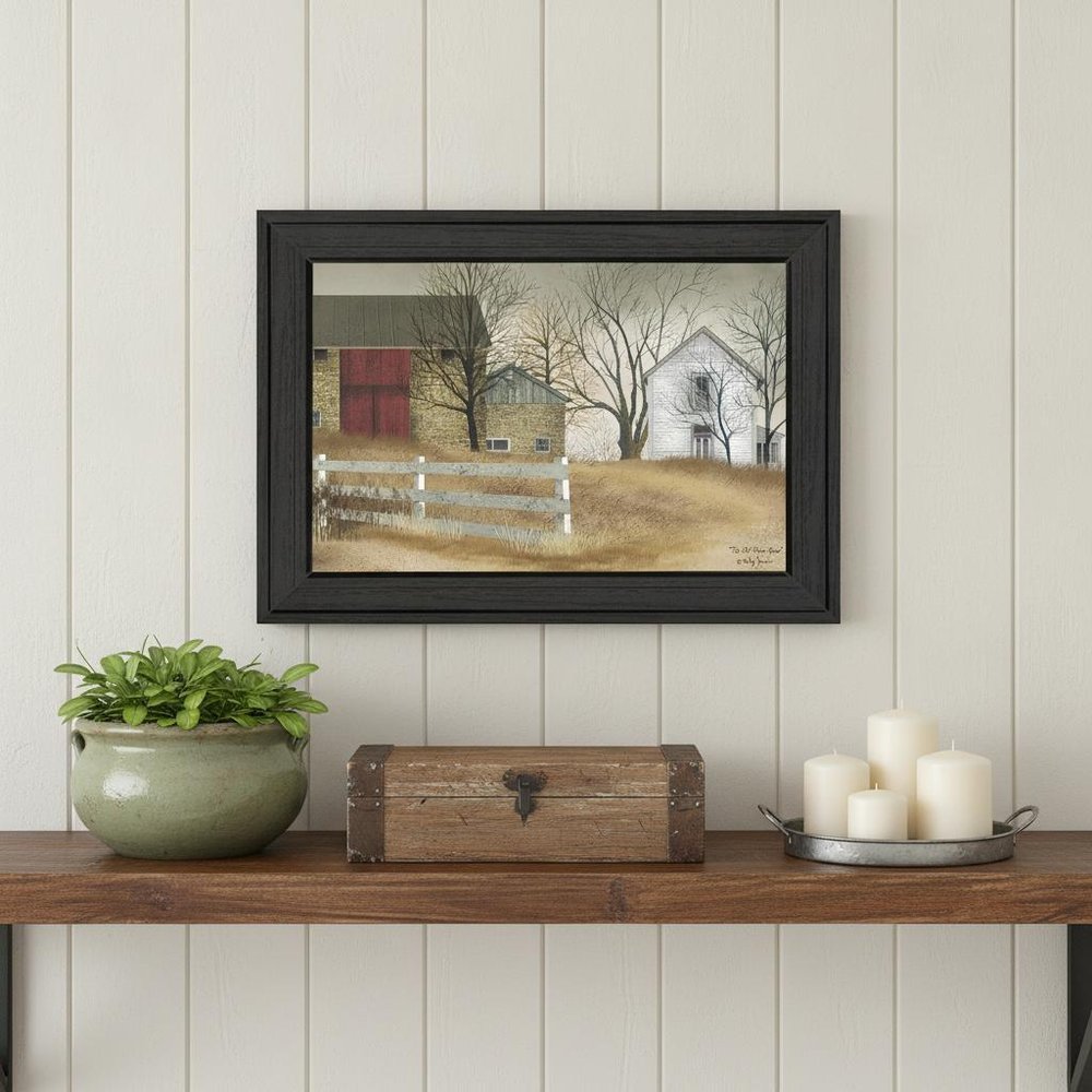 Old Stone Barn Black Framed Print Wall Art
