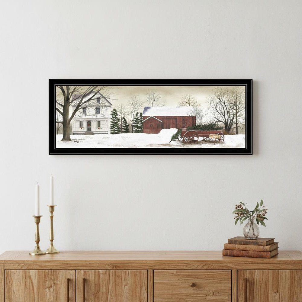 Christmas Trees for Sale Black Grooved Frame Wall Art