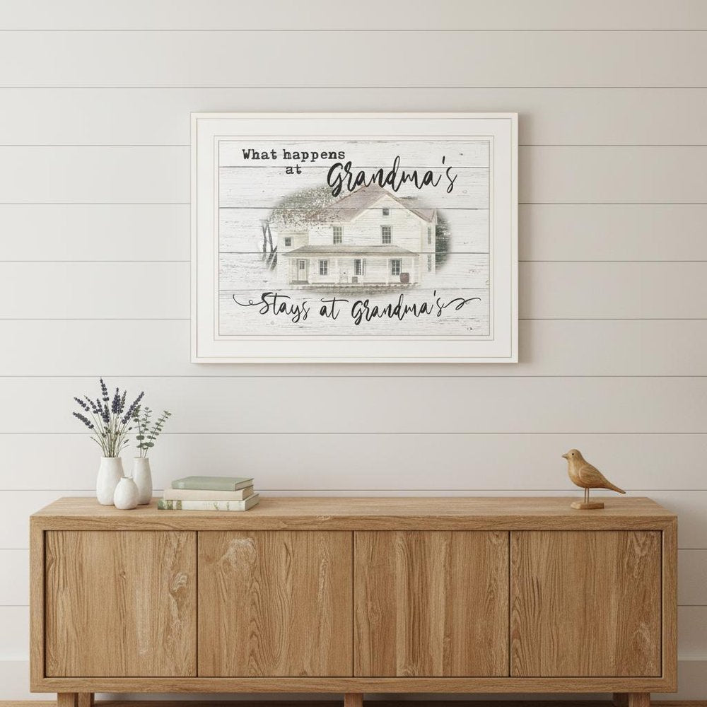 Stays At Grandmas White Framed Print Wall Art