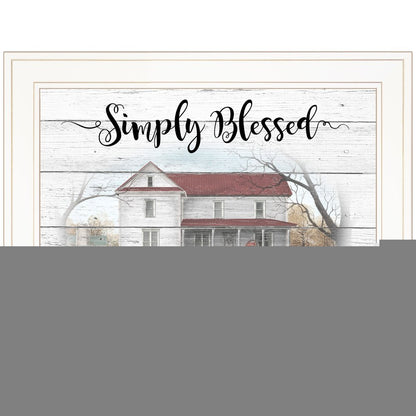 Simply Blessed Farmhouse White Framed Print Wall Art