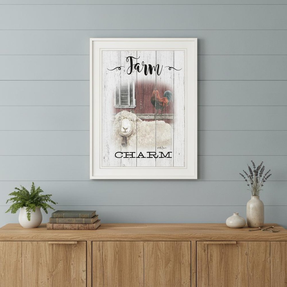 Farm Charm 1 White Framed Print Wall Art