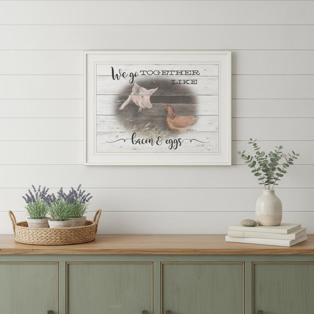 We Go Together Like Bacon and Eggs White Framed Print Wall Art