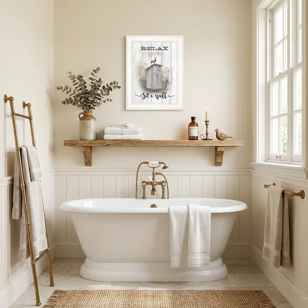 Relax Sit A Spell  White Framed Print Bathroom Wall Art