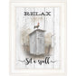 Relax Sit A Spell  White Framed Print Bathroom Wall Art