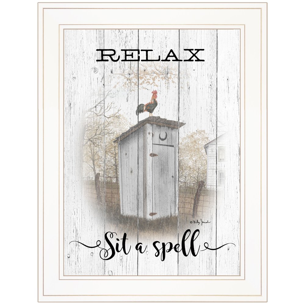 Relax Sit A Spell  White Framed Print Bathroom Wall Art
