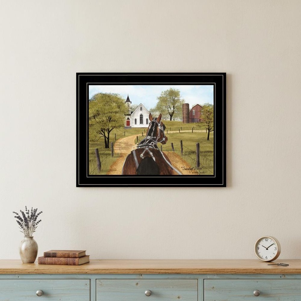 Amish on Sunday Drive 2 Black Framed Print Wall Art