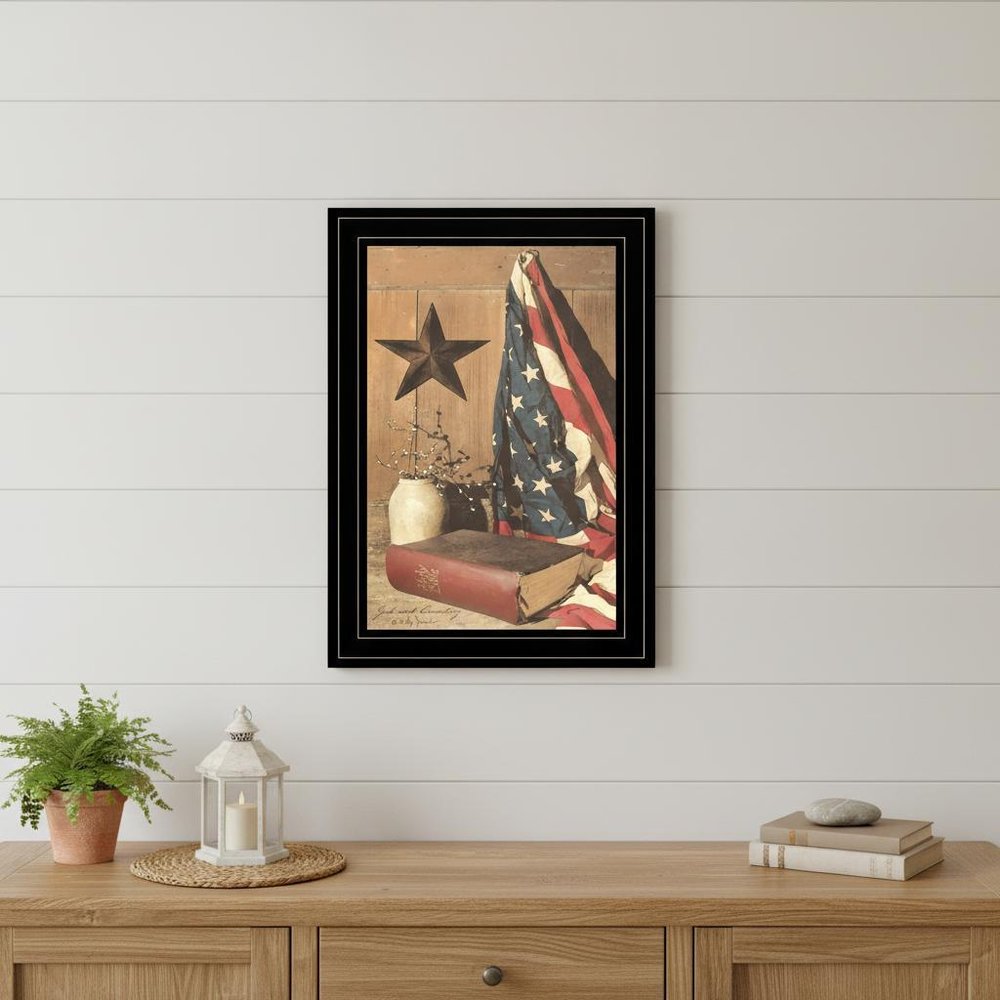 God and Country 3 Black Framed Print Wall Art