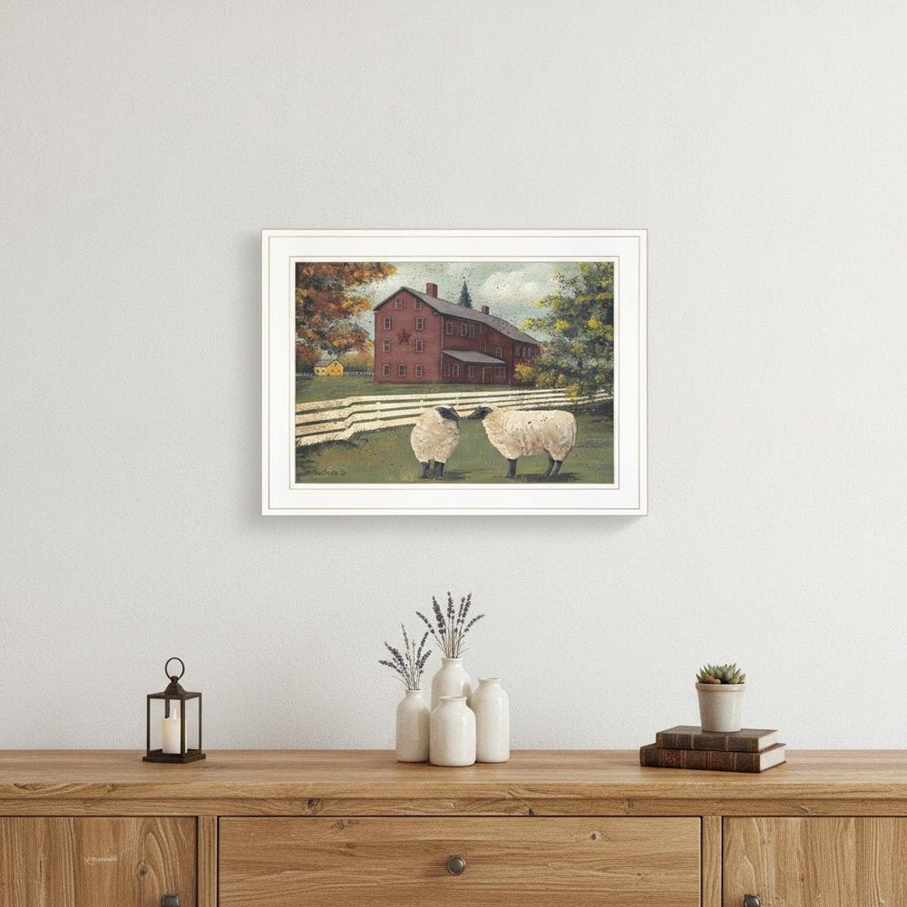 Hancock Sheep 2 White Framed Print Wall Art