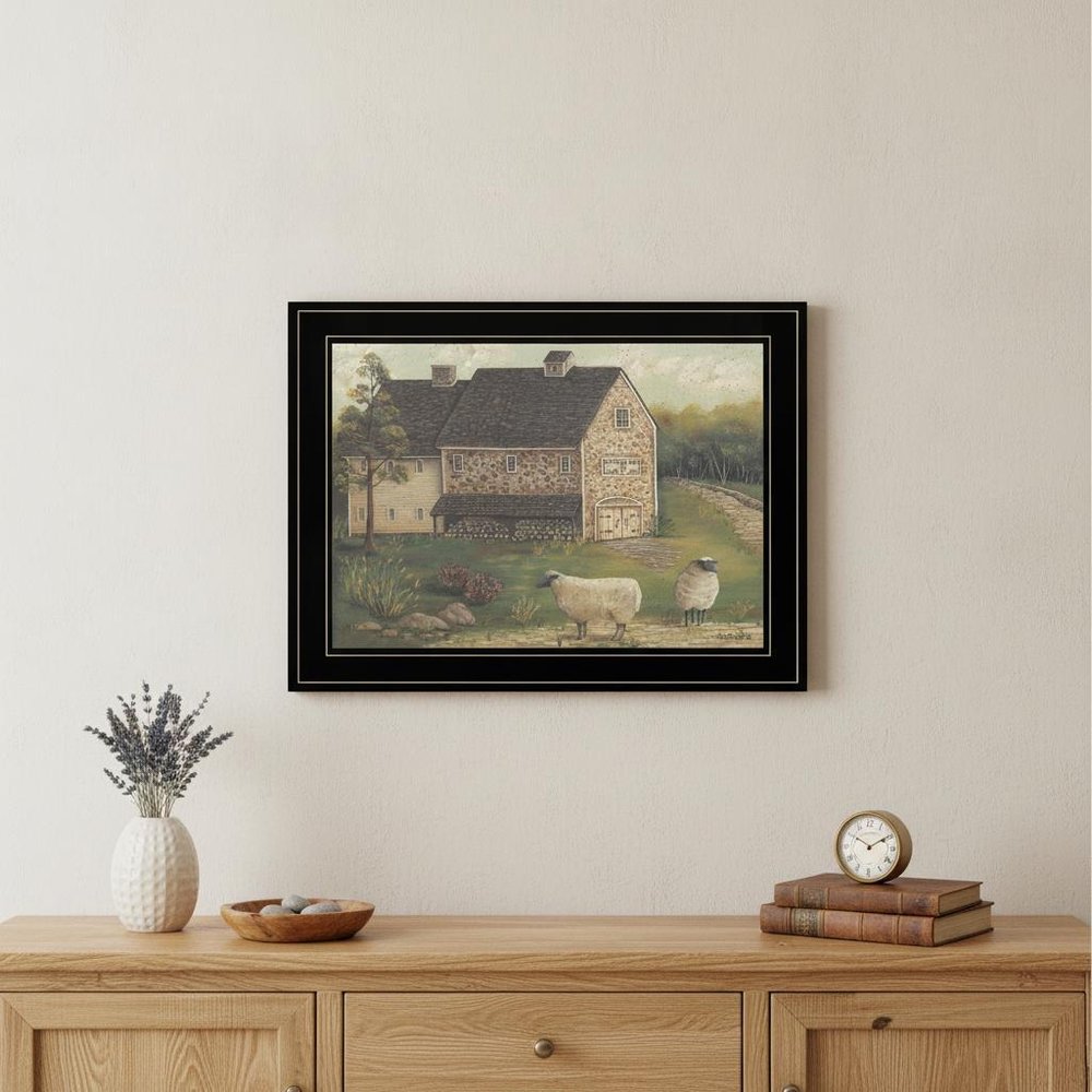 Stone Barn 3 Black Framed Print Wall Art