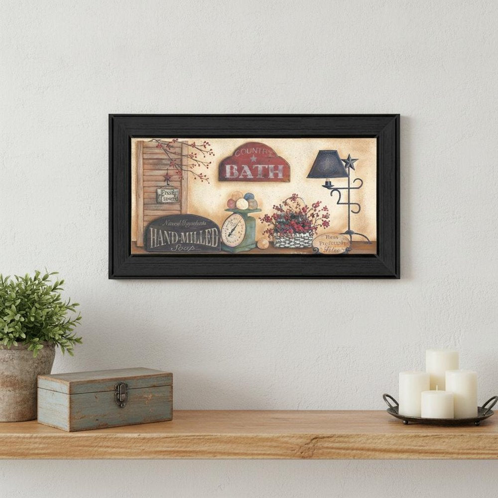 Country Bath 9 Black Framed Print Bathroom Wall Art