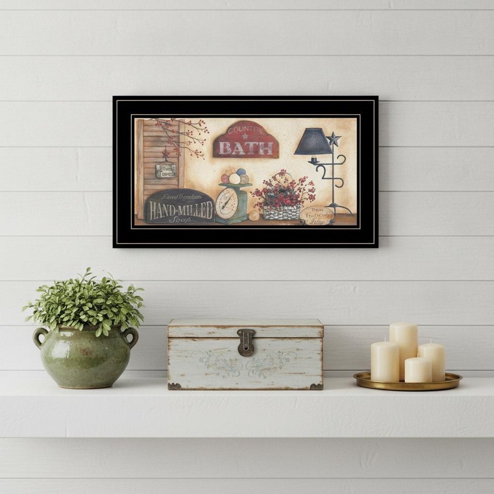 Country Bath Collection Black Framed Print Bathroom Wall Art