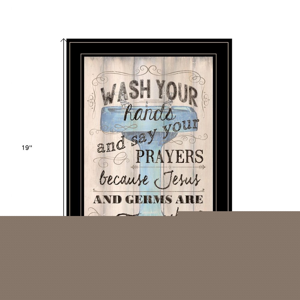 Wash Your Hands 4 Black Framed Print Bathroom Wall Art