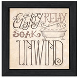 Soak and Relax 4 Black Framed Print Bathroom Wall Art