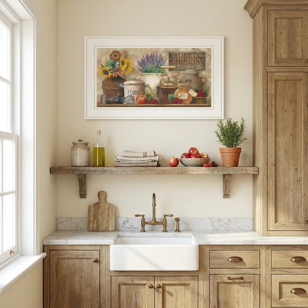 Antique Kitchen 4 White Framed Print Kitchen Wall Art