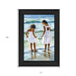 Two Girls at the Beach 3 Black Framed Print Wall Art