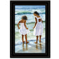 Two Girls at the Beach 4 Black Framed Print Wall Art