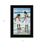 Two Girls at the Beach 4 Black Framed Print Wall Art