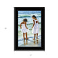 Two Girls at the Beach 4 Black Framed Print Wall Art