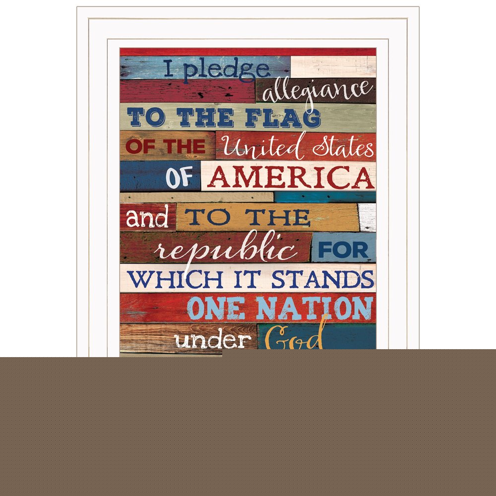 Red White and Blue Pledge Of Allegiance White Framed Print Wall Art