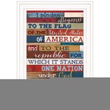 Red White and Blue Pledge Of Allegiance White Framed Print Wall Art