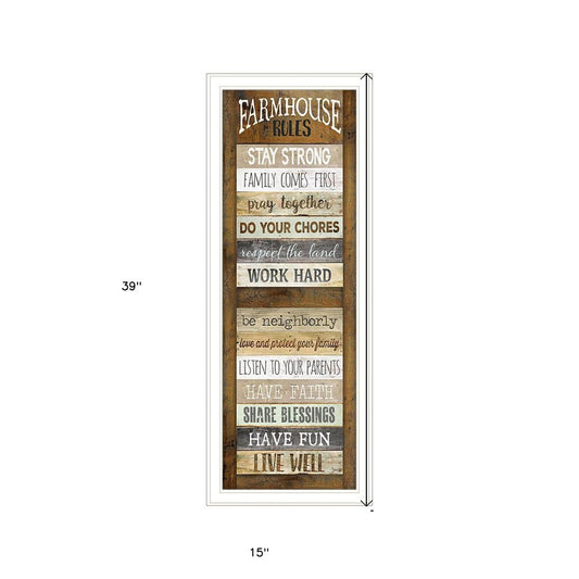Farmhouse Rules 2 White Framed Print Wall Art