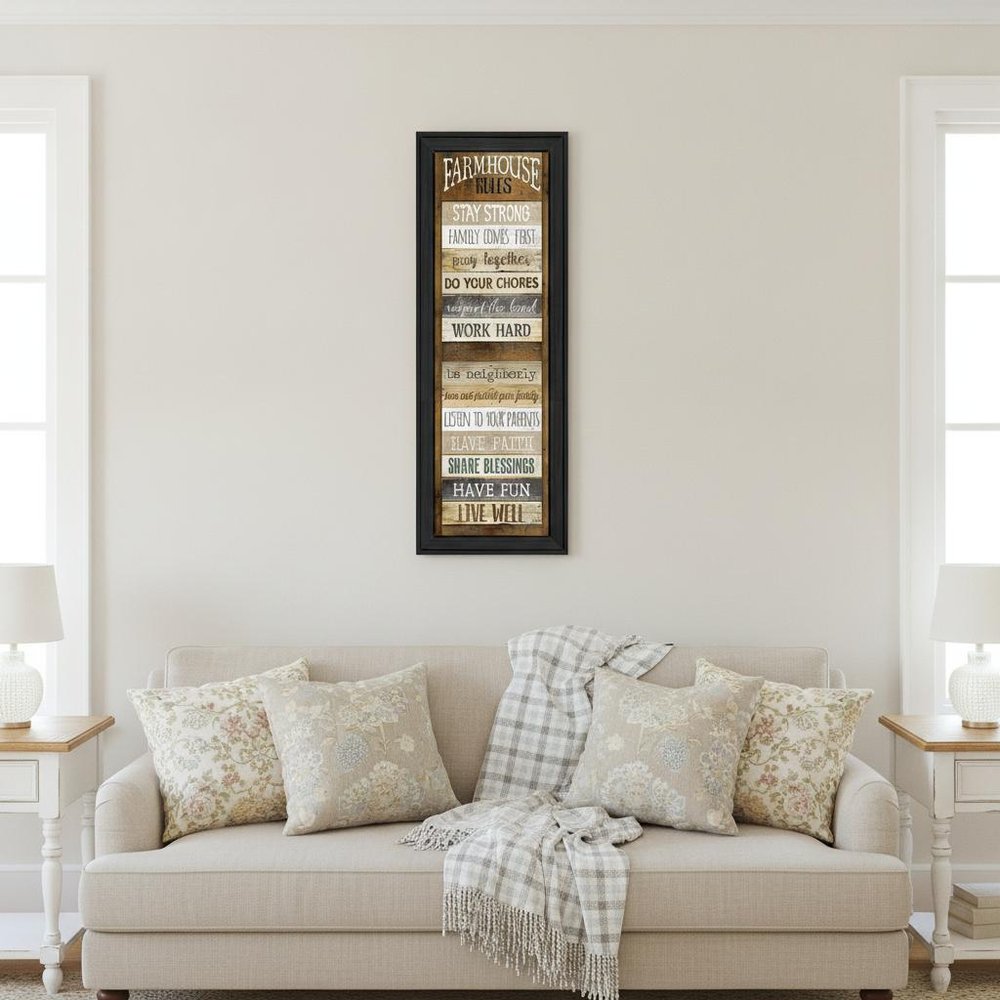 Farmhouse Rules 3 Black Framed Print Wall Art