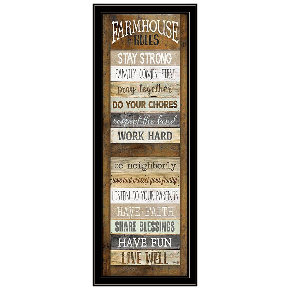 Farmhouse Rules 4 Black Framed Print Wall Art