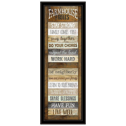 Farmhouse Rules 4 Black Framed Print Wall Art