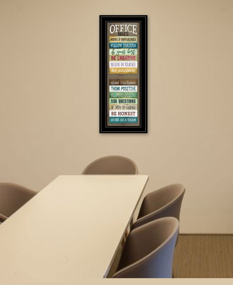 Office Rules 8 Black Framed Print Wall Art