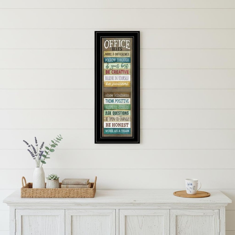 Office Rules 8 Black Framed Print Wall Art