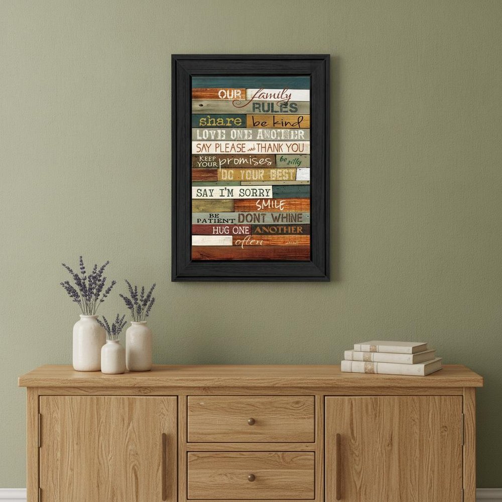 Our Family Rules 3 Black Framed Print Wall Art