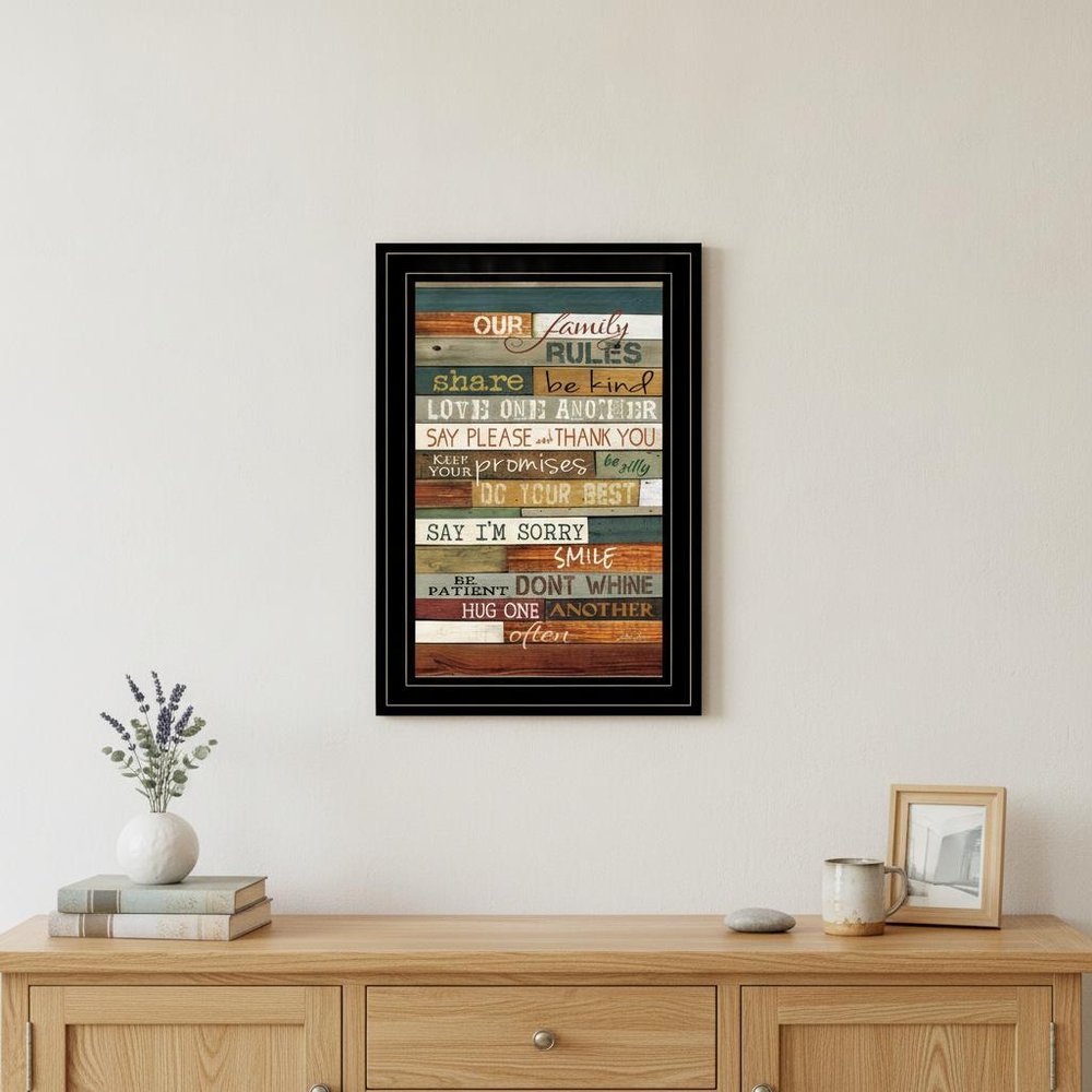 Our Family Rules 4 Black Framed Print Wall Art