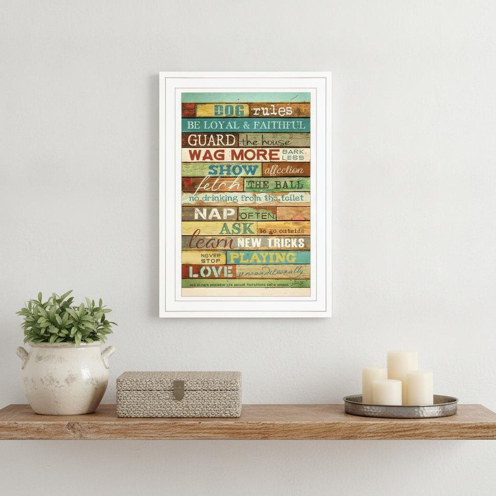 Dog Rules 2 White Framed Print Wall Art