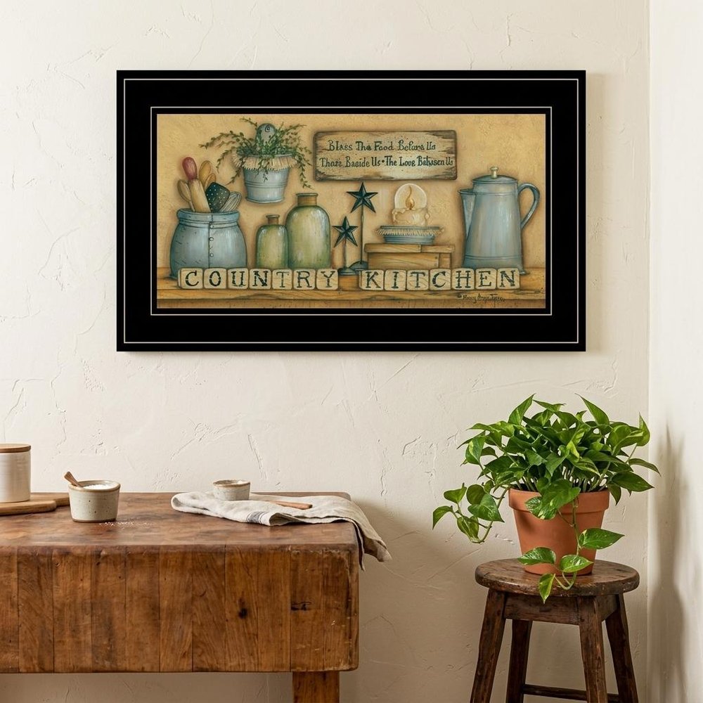 Country Kitchen 7 Black Framed Print Kitchen Wall Art