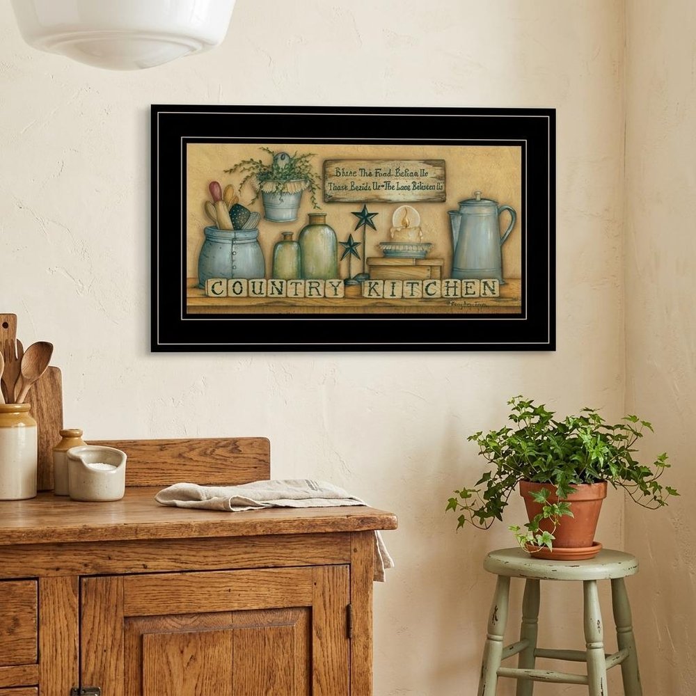 Country Kitchen 7 Black Framed Print Kitchen Wall Art
