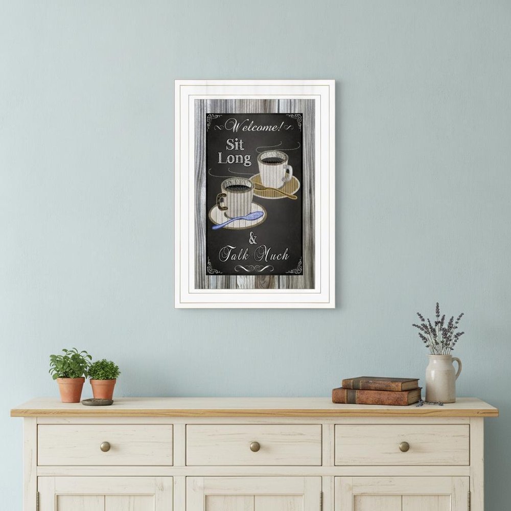 Sit Long Talk Much Chalkboard Framed 1 White Framed Print Wall Art