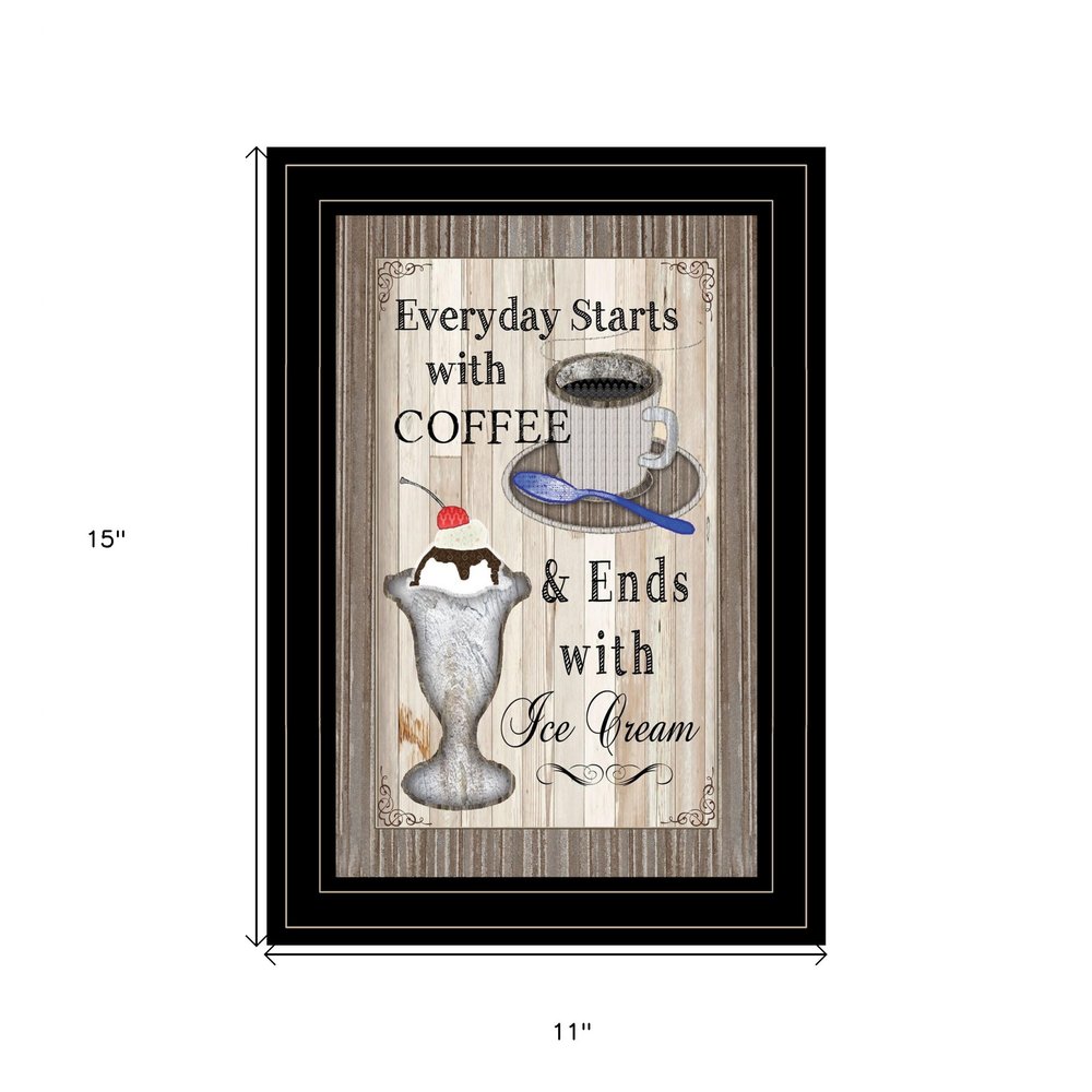 Everyday Starts with Coffee 2 Black Framed Print Wall Art