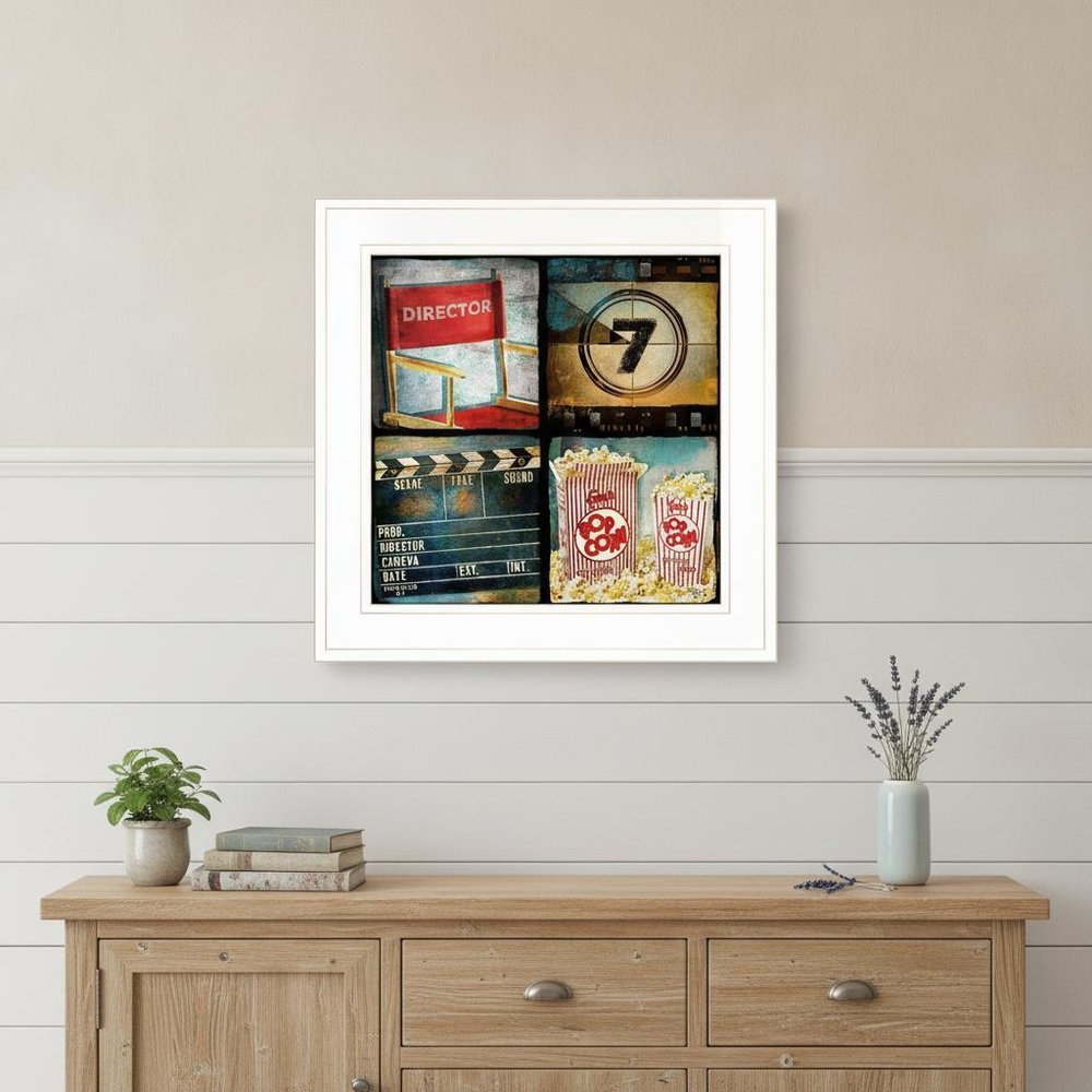 At The Movies 3 White Framed Print Wall Art
