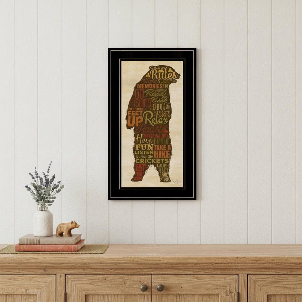 Cabin Rules 5 Black Framed Print Wall Art