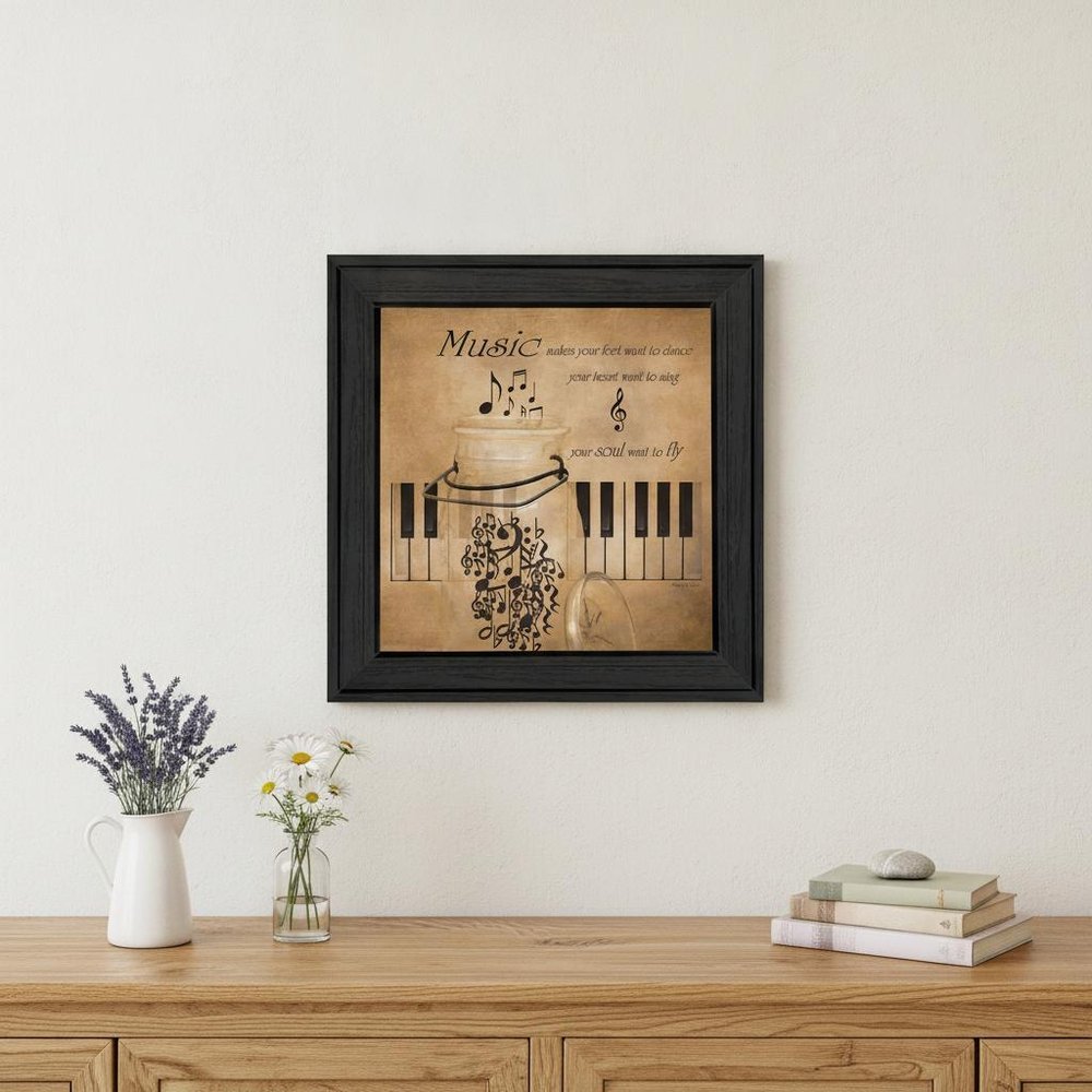 Music 3 Black Framed Print Wall Art